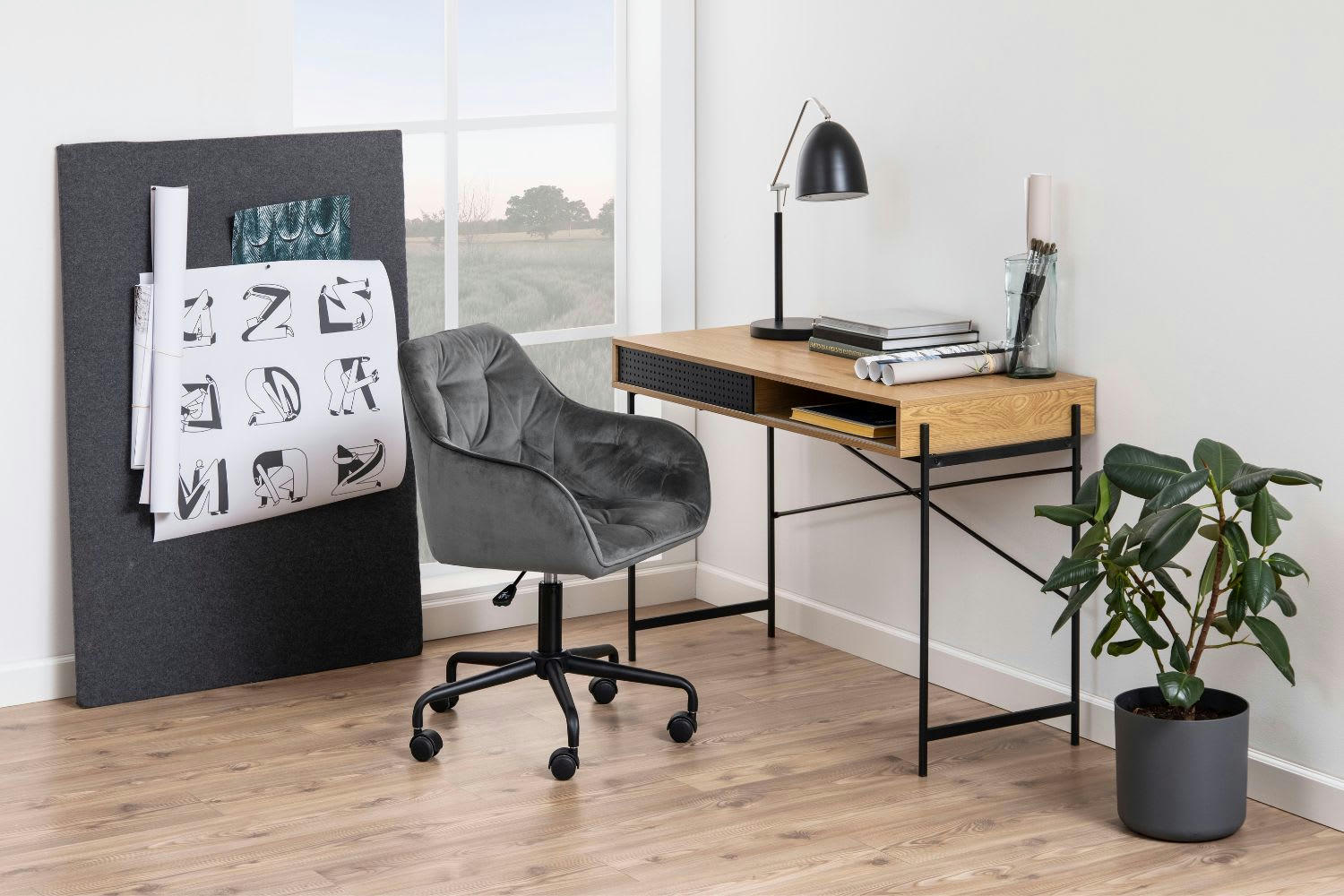 MUSHU - Bureau industriel avec niche et porte coulissante