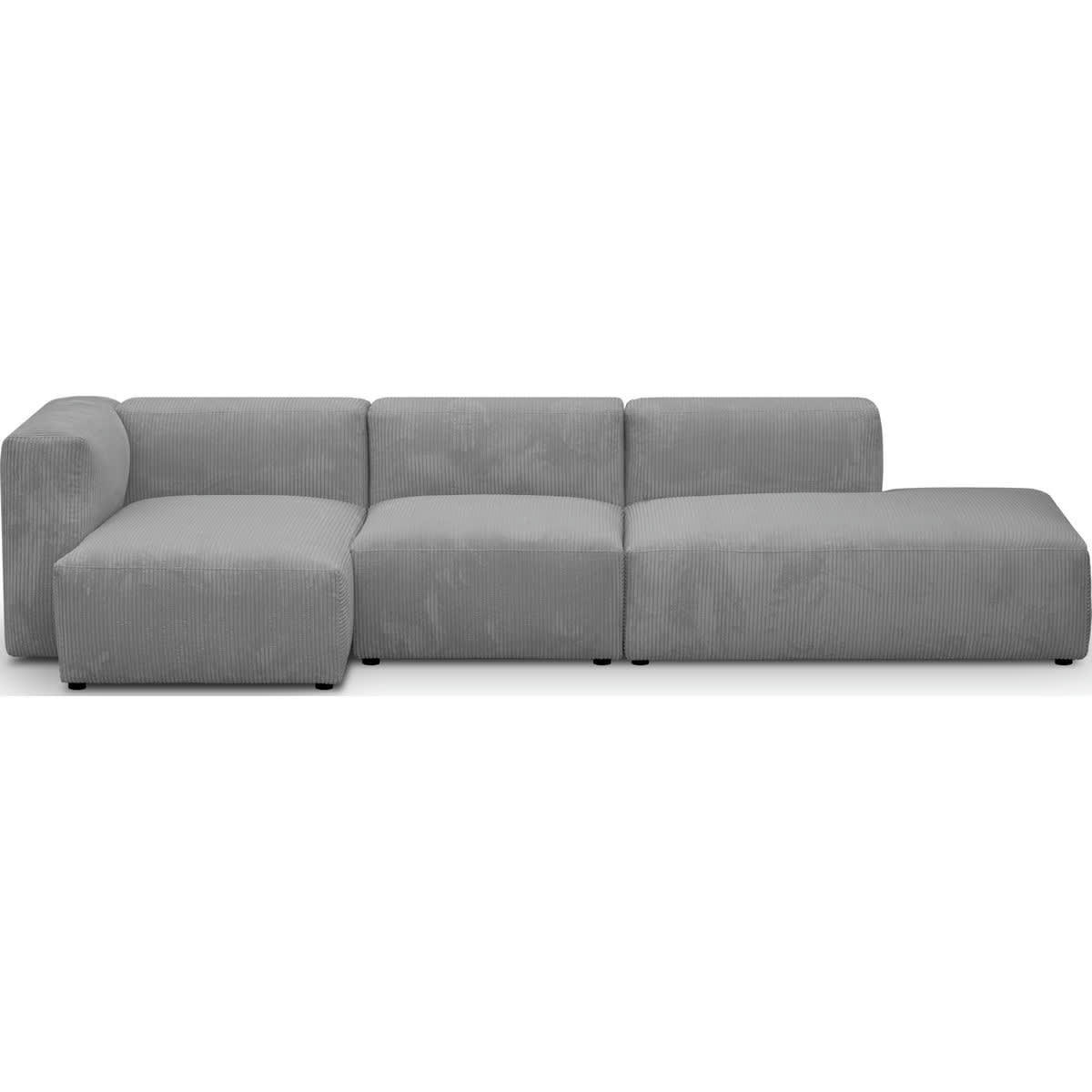 MODULO NEW - Canapé modulable angle gauche 5 places en velours côtelé gris clair