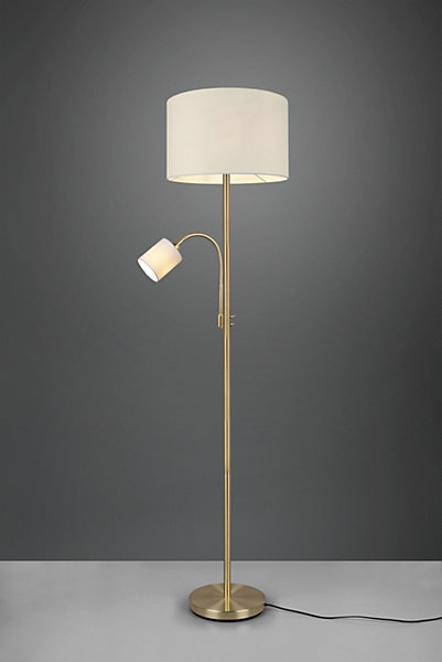 Lampadaire avec liseuse, 1x E27   1x E14, Laiton/Crème - Trio - Hotel