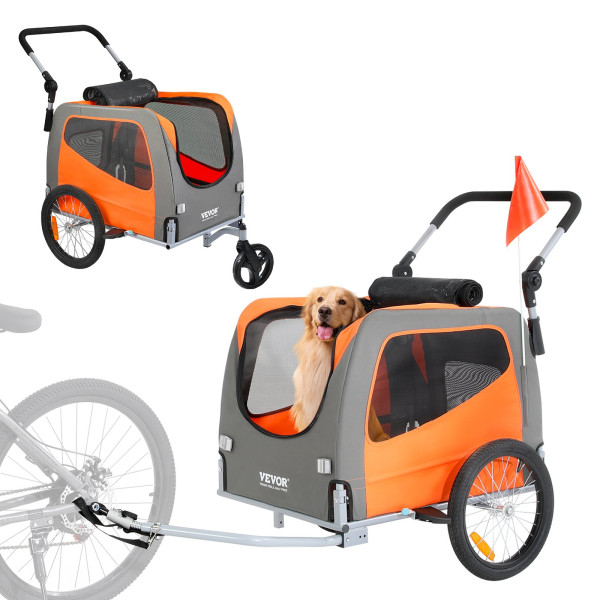 Przyczepka rowerowa dla psa do przewozu transporter do 30 kg pomarańczowy