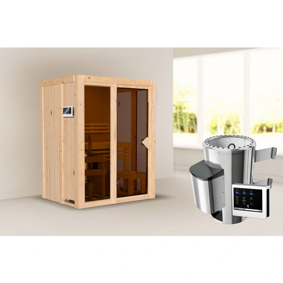 Sauna »Juminda«, BxTxH: 155 x 122 x 198 cm, 3,6 kW Ofen mit externe Steuerung , für 2 Personen