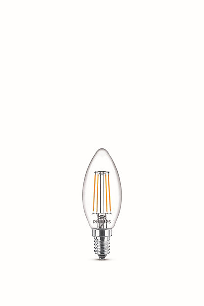 Lot 2 ampoules E14 (SES) flamme transparent 470lm 4.3W IP20 blanc chaud Philips