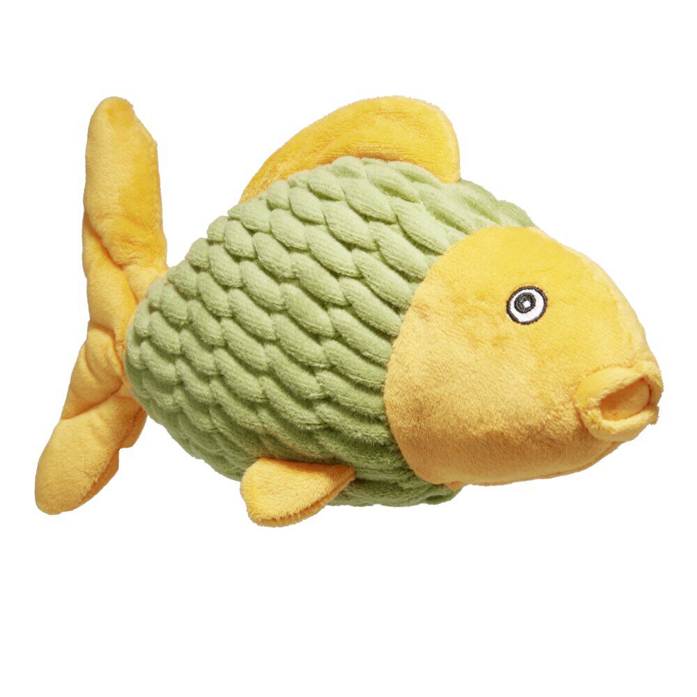 Jouet peluche pour chien poisson vert et jaune 15x25cm