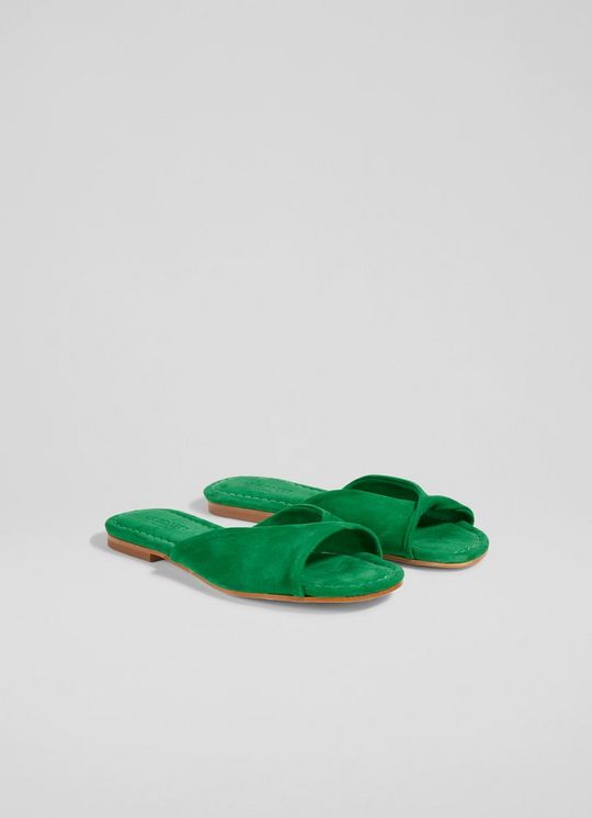 Cora Mint Green Suede Twist Front Sandals