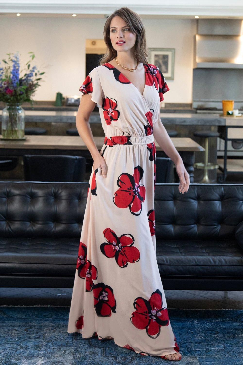 Hot Squash Chiffon Wrap Top Maxi Dress
