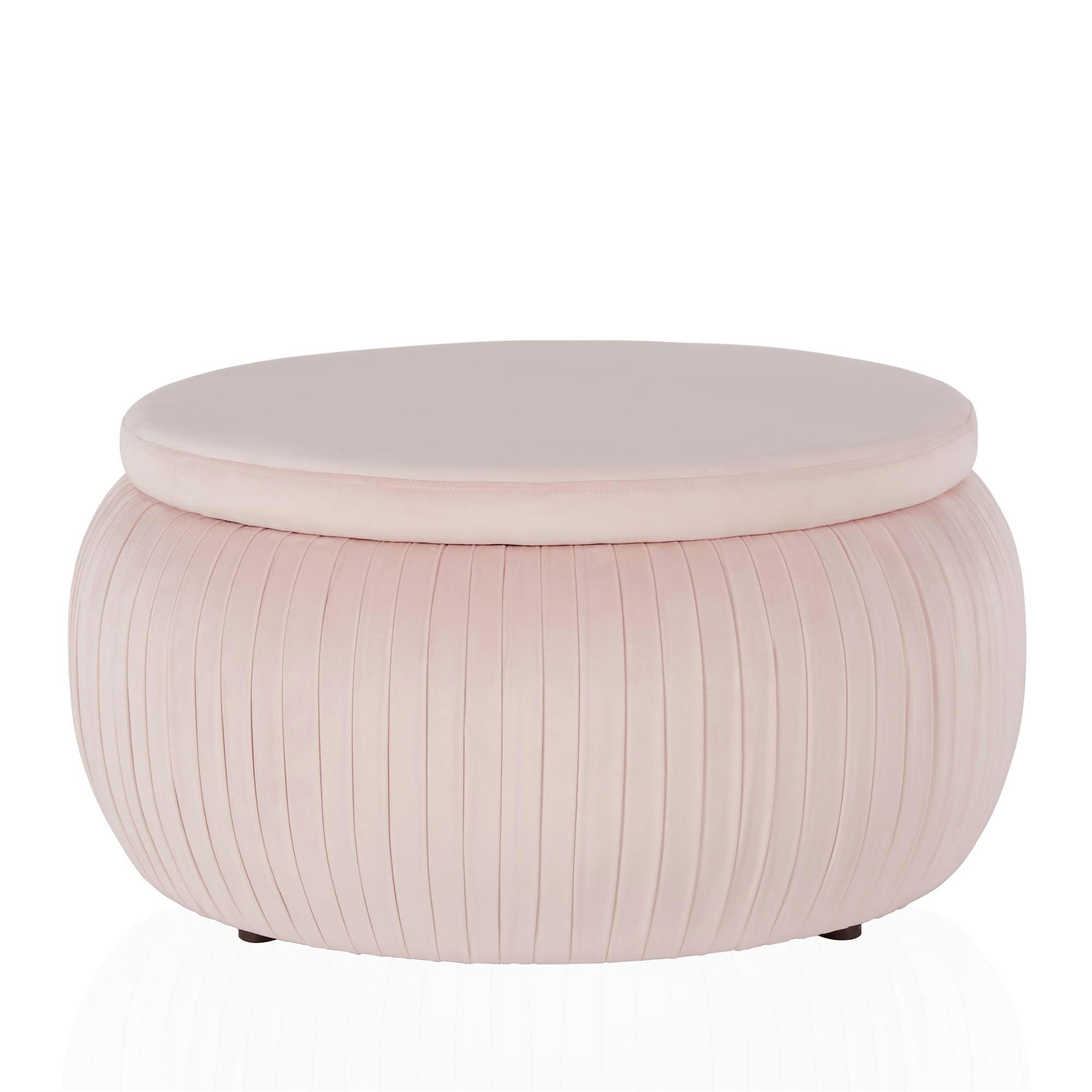 SAPPHIRE - Pouf rond avec rangement en velours rose