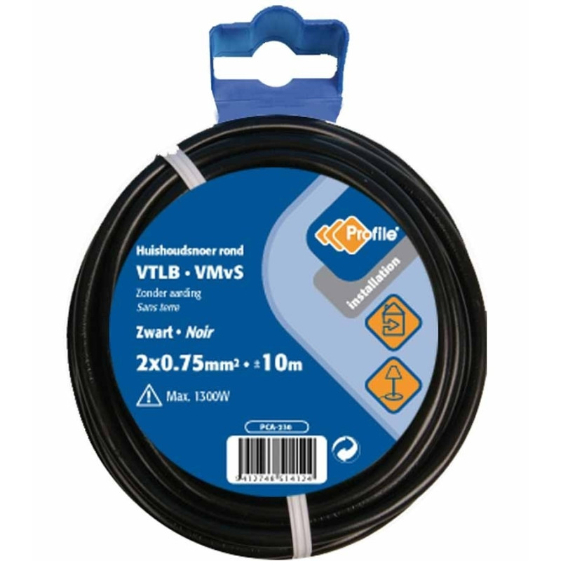 Câble VTLB 2 x 0.75 mm² noir 10 m PROFILE