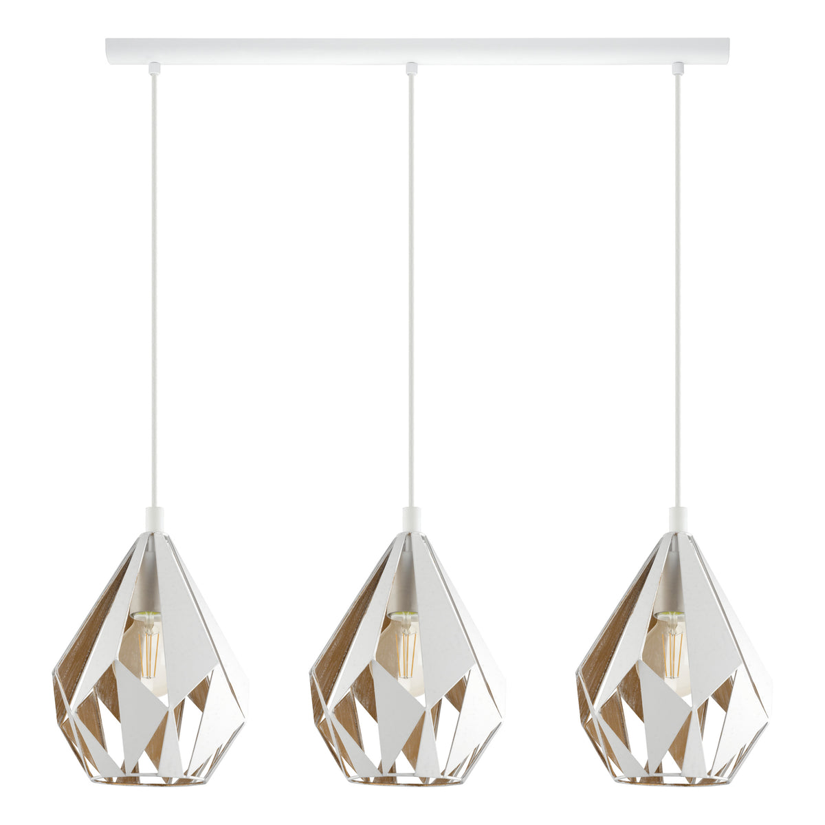 EGLO hanglamp Carlton 1 - 3 lichts - e27 - wit - goud
