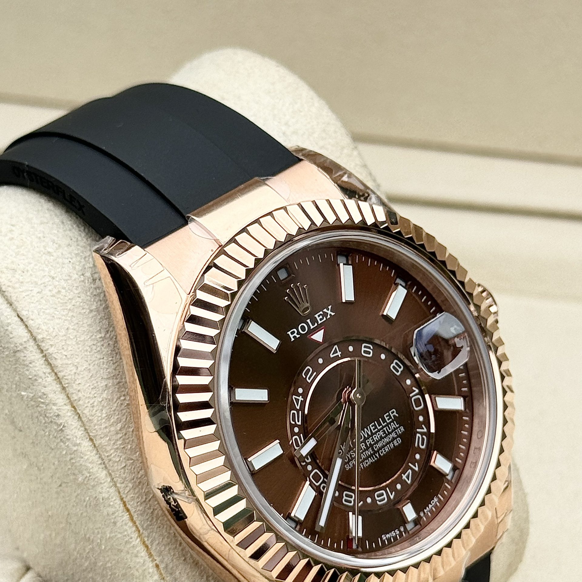 Rolex Sky-Dweller 336235 RG Plated Chocolate Dial 42mm Oysterflex AAA Replica