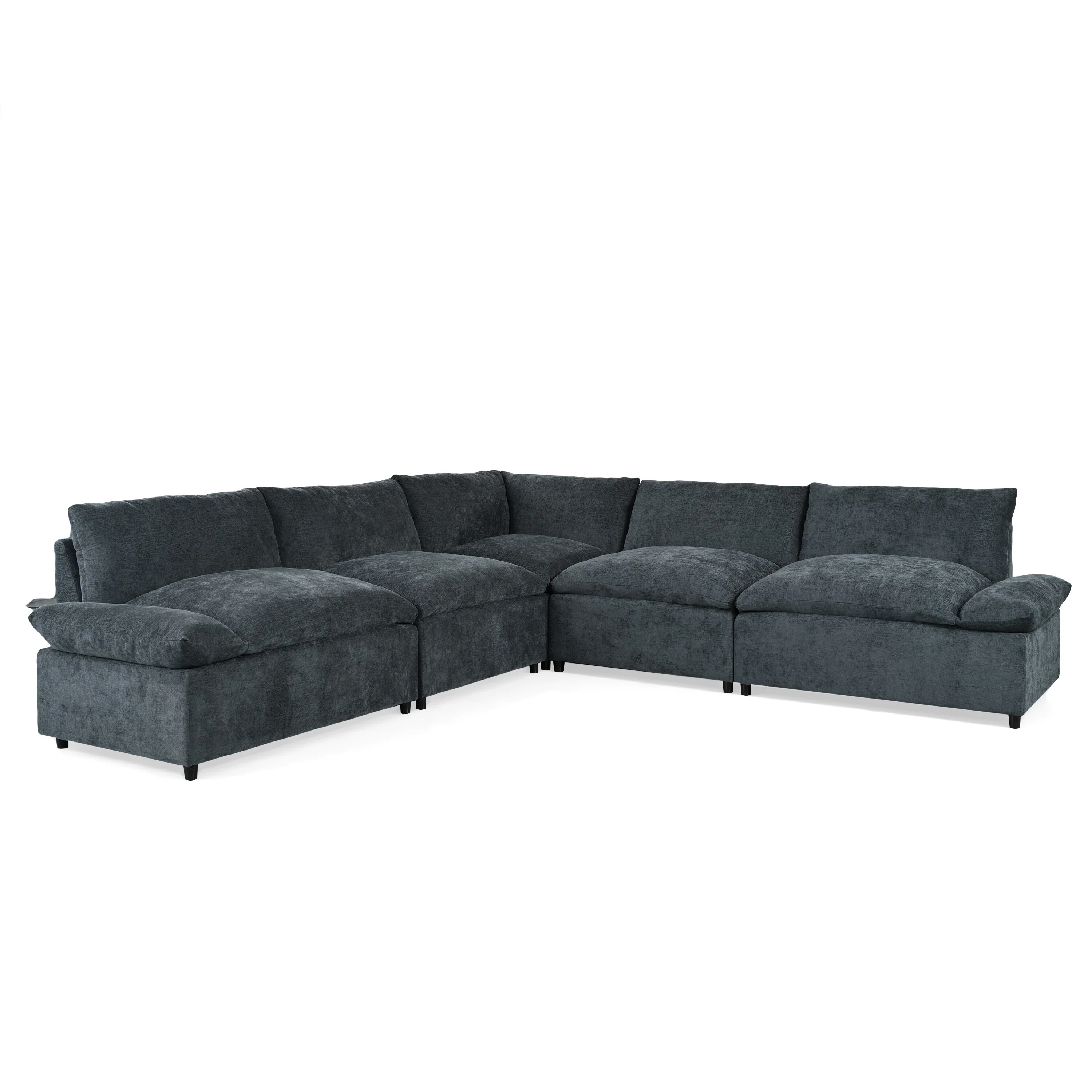 Modern Modular Sectional Sofa with Hidden Storage and Overstuffed Cushions for Living Room and Guest Room