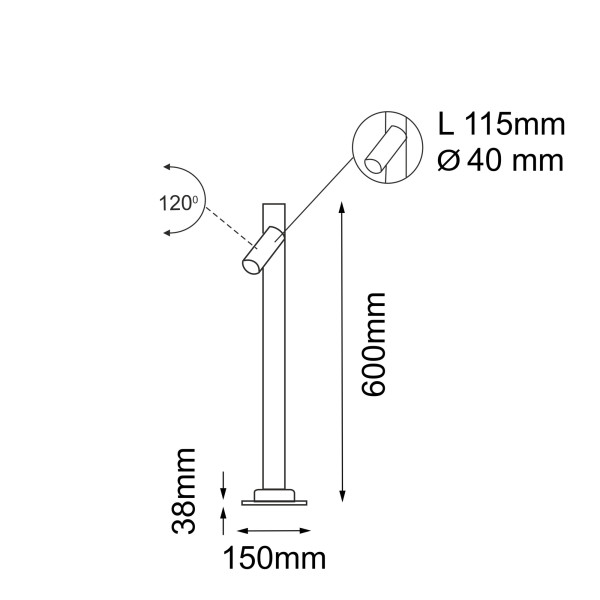 Lampa ogrodowa stojąca antracyt GOSEN wys:60 cm 1xGU10x4W IP54 Shilo