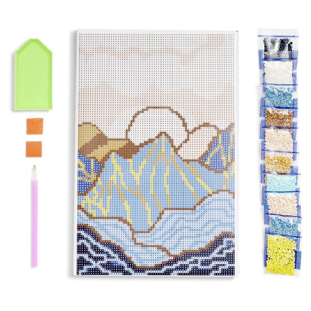 Kit créatif 13 pièces broderie diamants 21x29,7cm 3 modèles