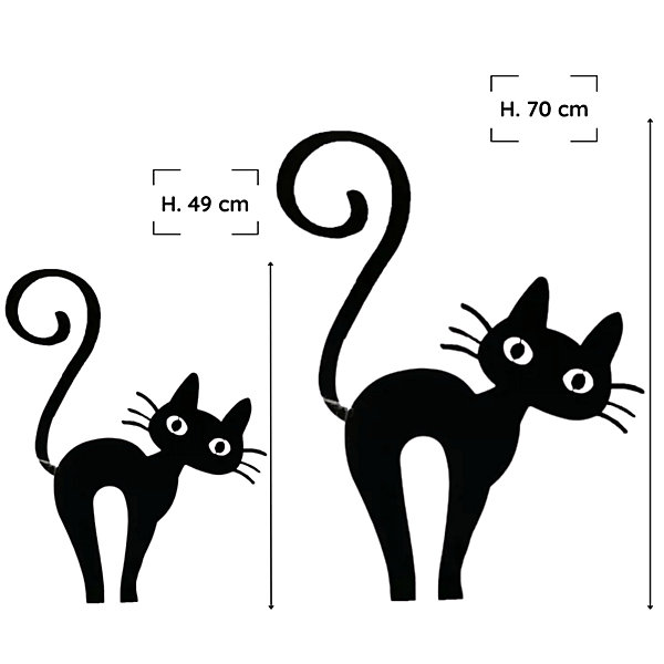 Déco jardin : Chat Leone Métal - Noir 49 cm