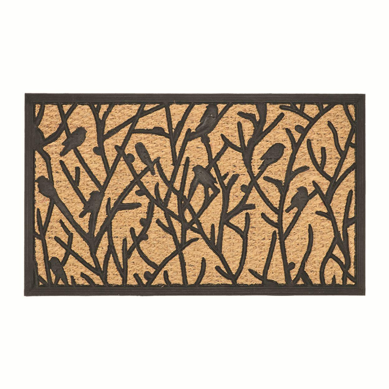 Wycieraczka z włókna kokosowego brązowa 75x45 cm ptaki
