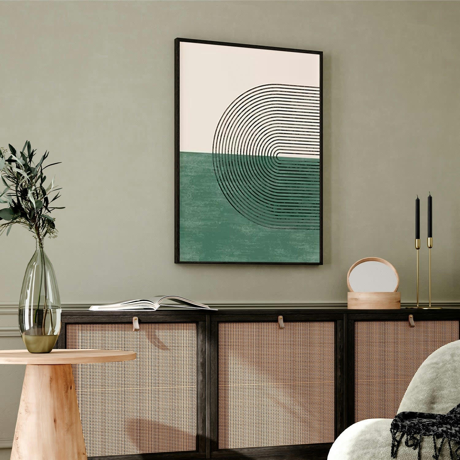 MINIMALISMO - Affiche avec cadre noir -  géométrie abstraite - 50x70