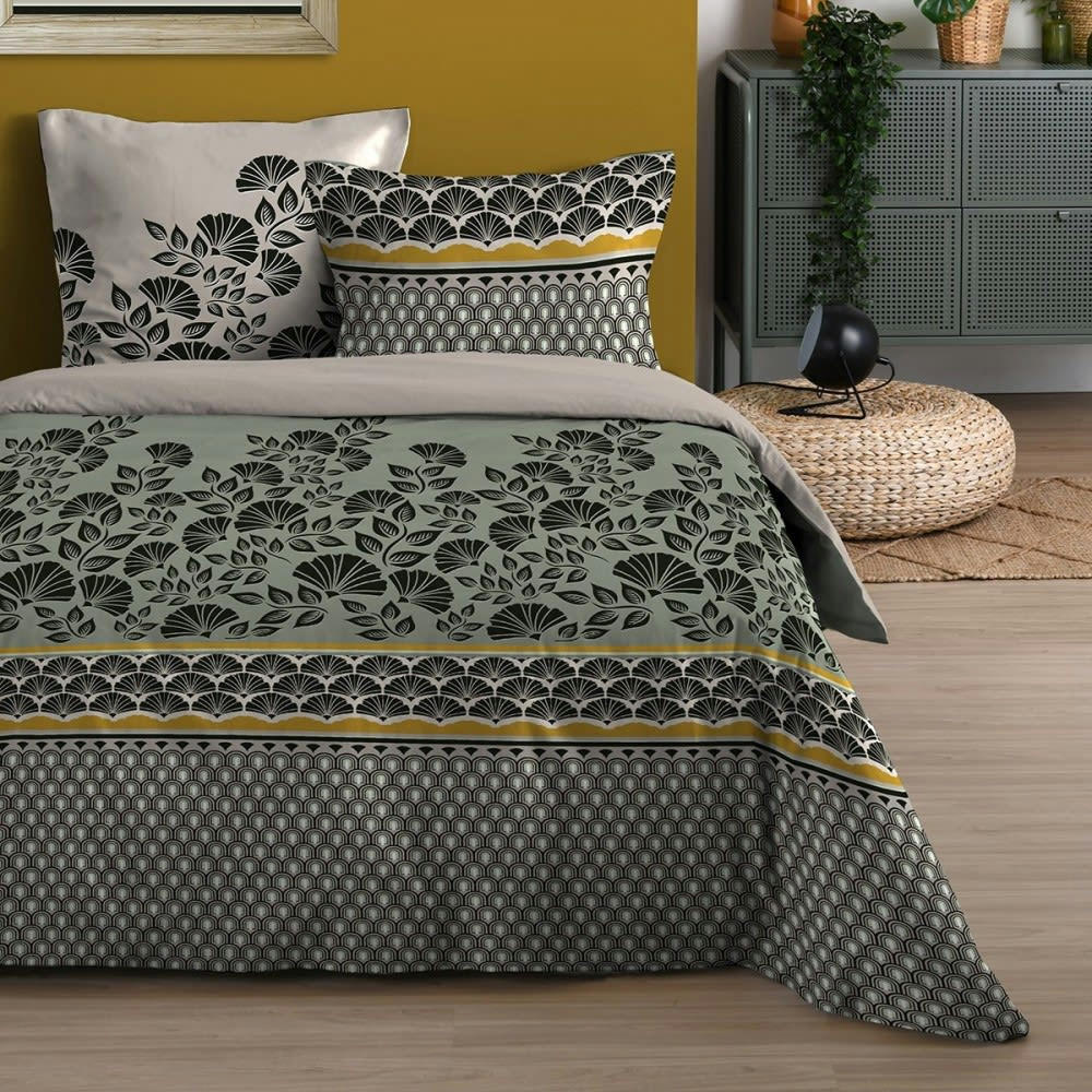 - Parure de couette 100% coton 57 fils imprimée 240x220 2 taies