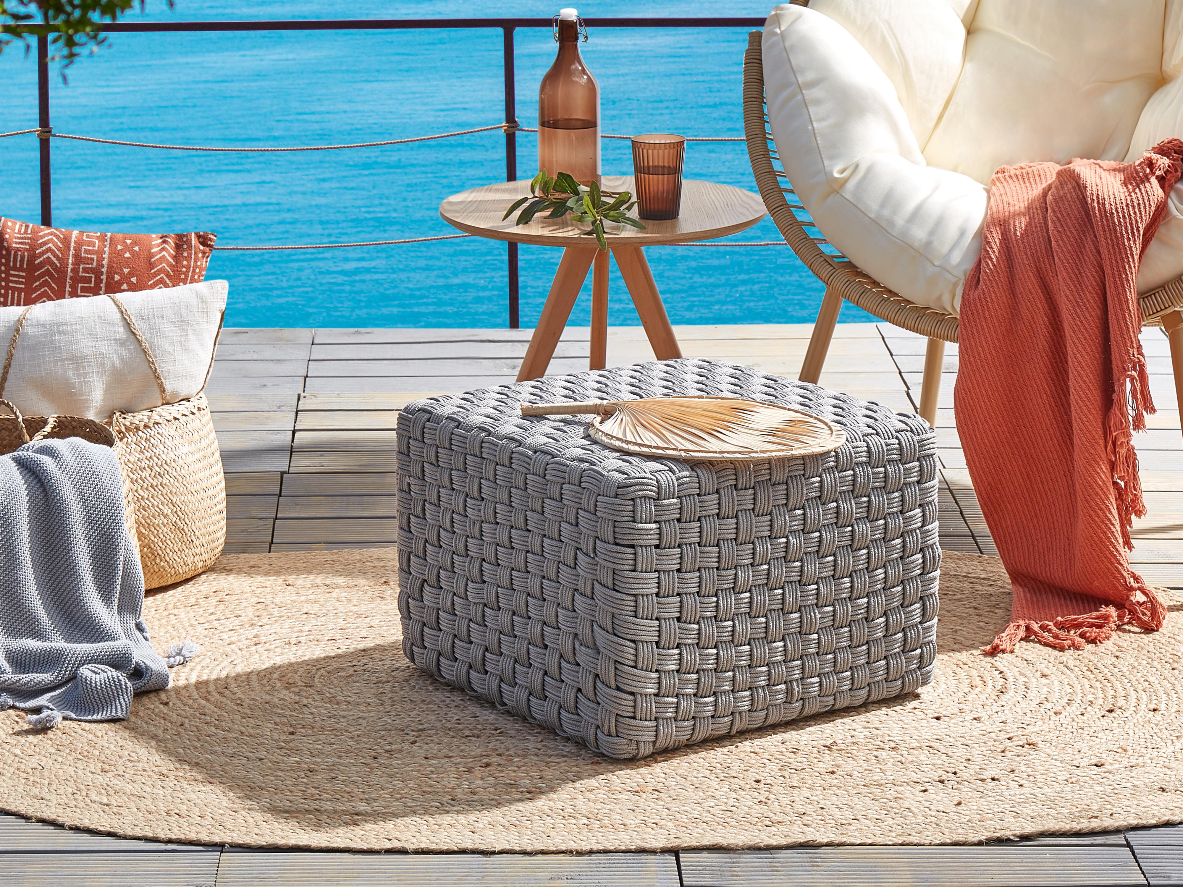 Pouffe NALLI Synthetic Material Grey