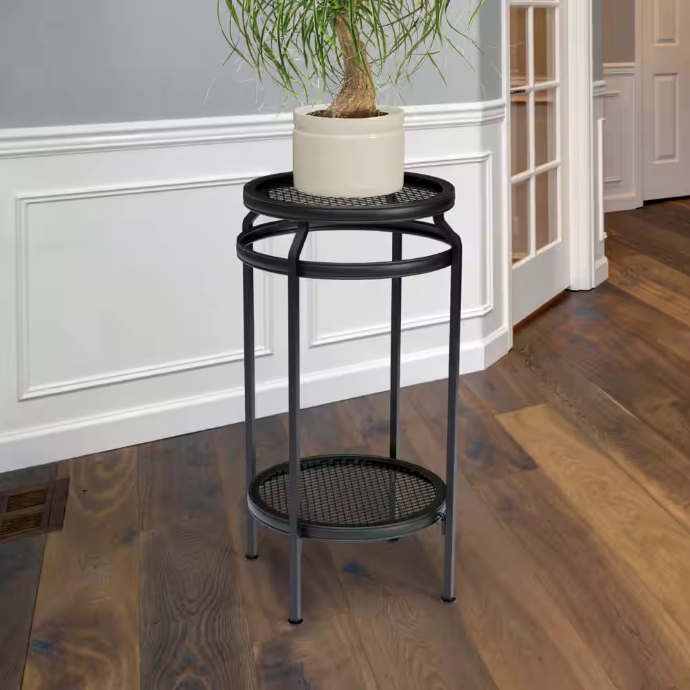 Panacea 2 Tier Tall Metal Plant Stand, 20-in, Black
