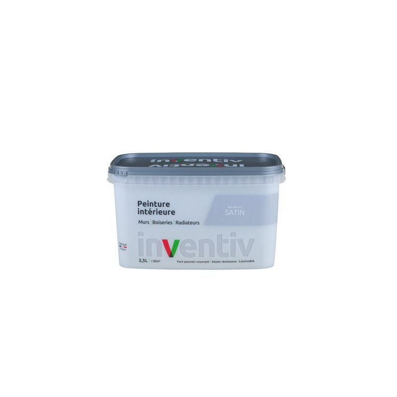 Peinture pour mur boiserie radiateur Gris Zinc n°5 satiné 2,5 L INVENTIV