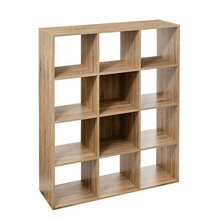 REGAŁ Z 12 PÓŁKAMI Kali naturalny z MDF w okleinie