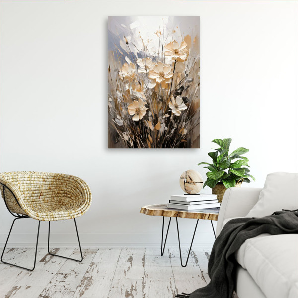 Feeby Obraz na płótnie, Kwiaty Akwarela Beżowy 40x60