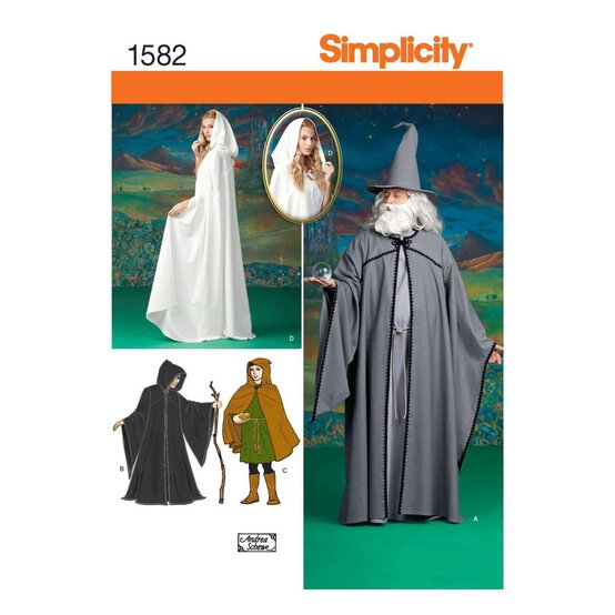 Simplicity Wizard Costume Sewing Pattern 1582 (XS-XL)