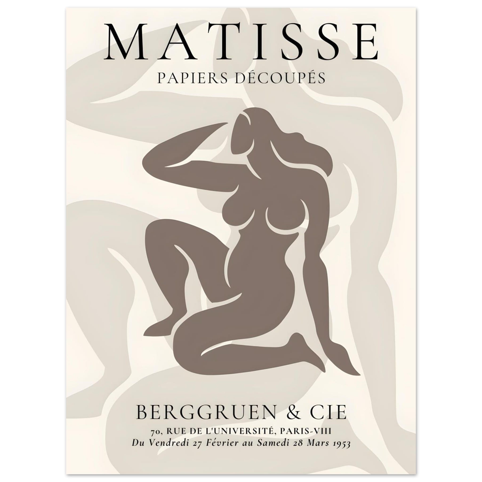 Artfulprints Poster Matisse - Shapes of her  - 30x40 cm - Taupe