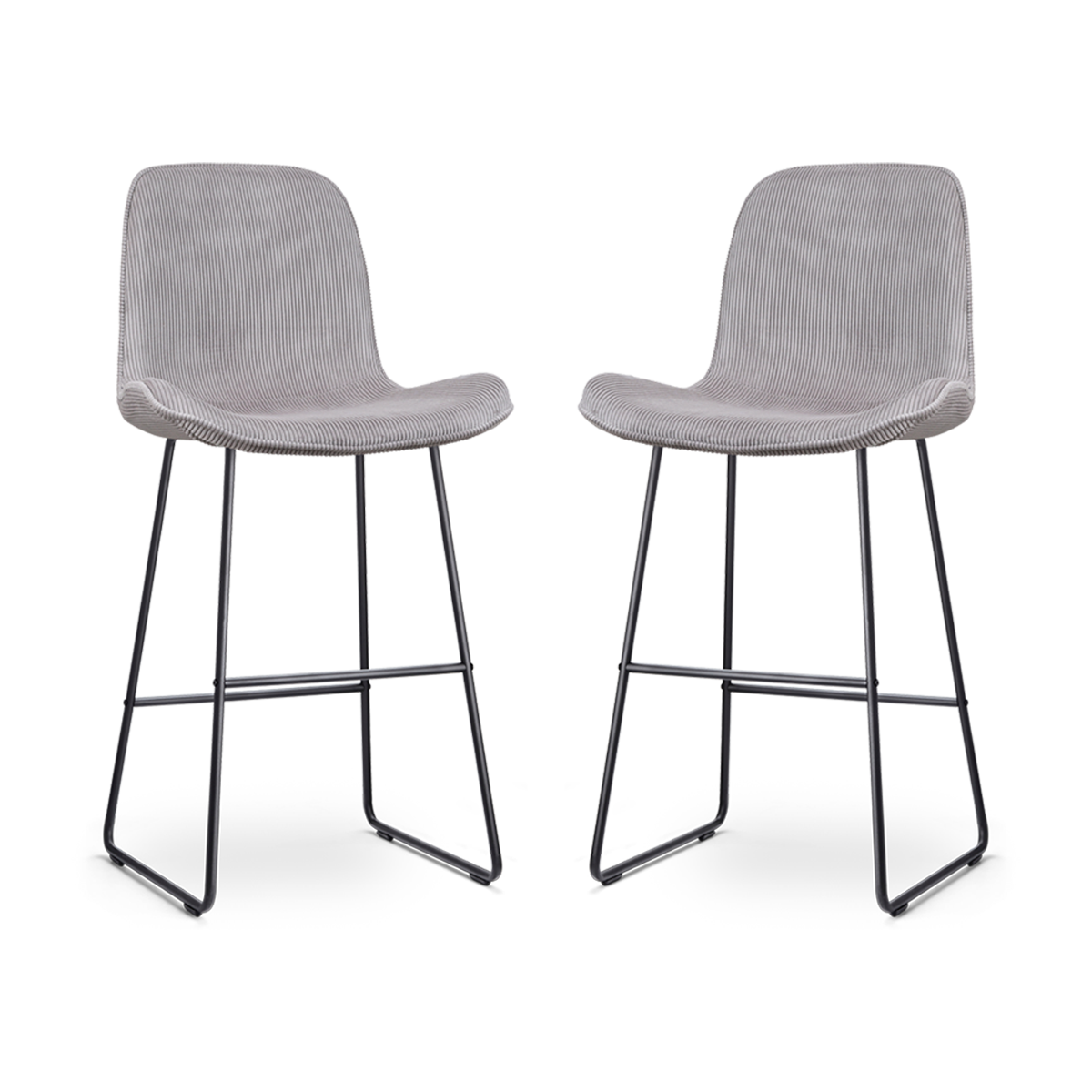 Nolon Nino-Fé Barkrukken Set van 2 Ribstof Warm Grijs - Zwart - 75 cm