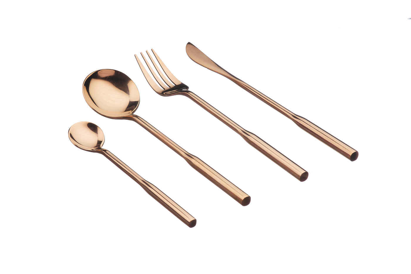 NUDE - Lot de 24 couverts de table en inox cuivre