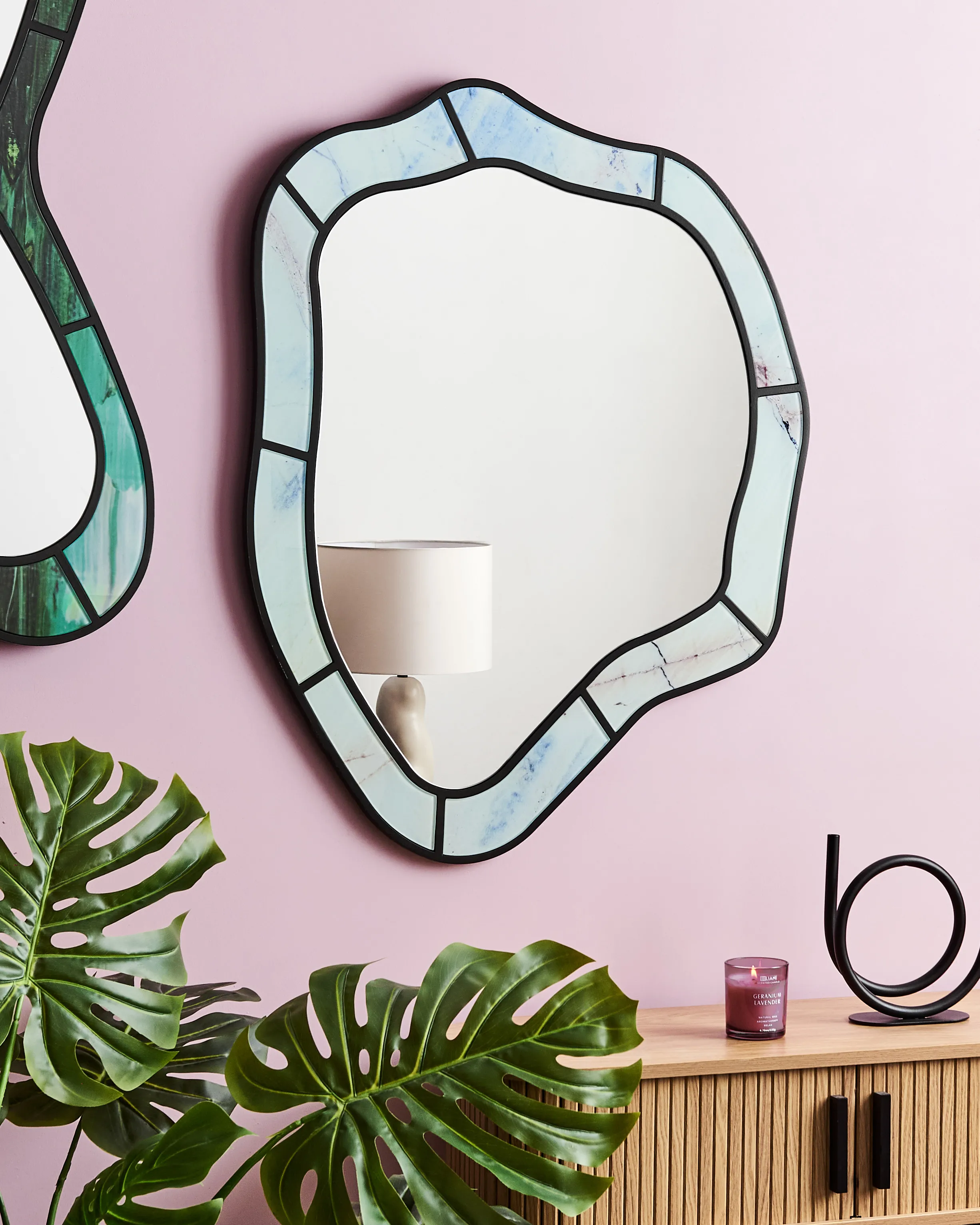 Wall Mirror LIVERDUN 64 cm 86 cm Light Blue