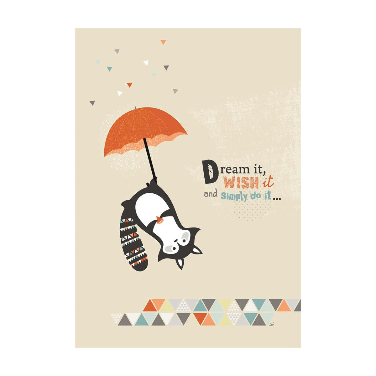 MAKI & KITSUNE - Affiche raton laveur en Papier Beige