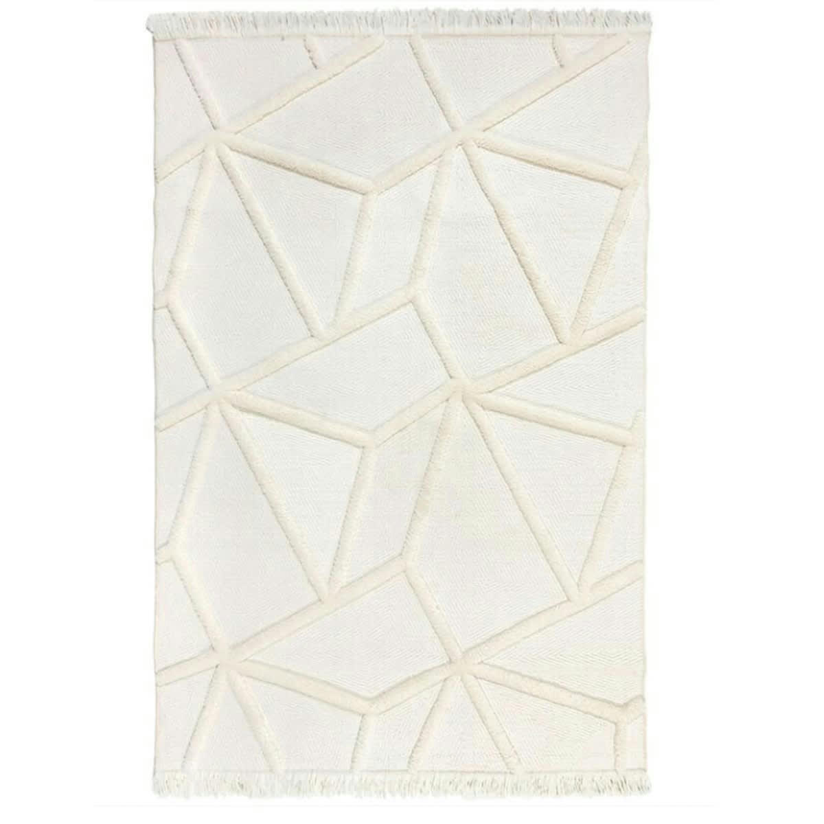 ZEF - Tapis de salon en polyester beige 120x170 cm