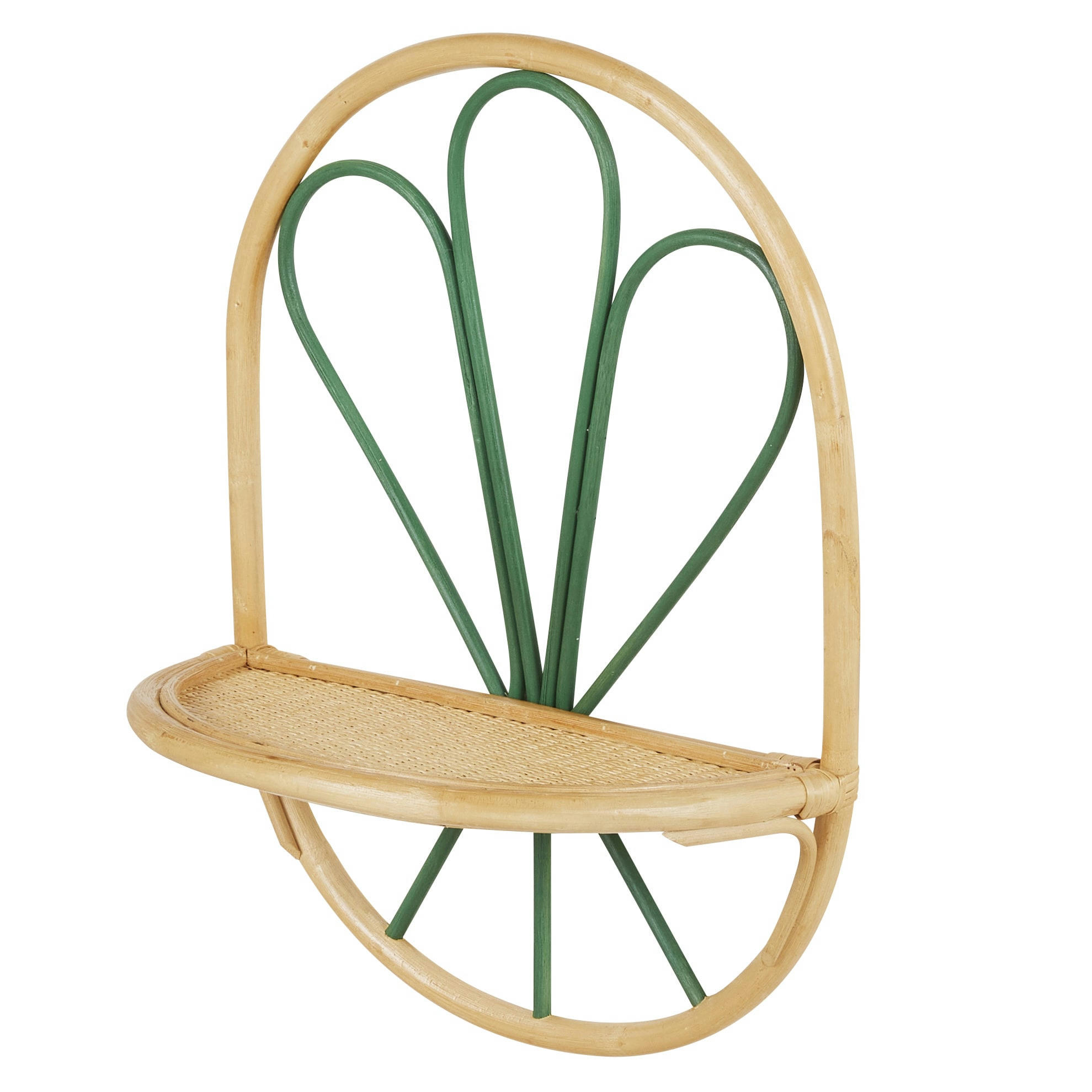 ISSA - Etagère murale en rotin vert et beige