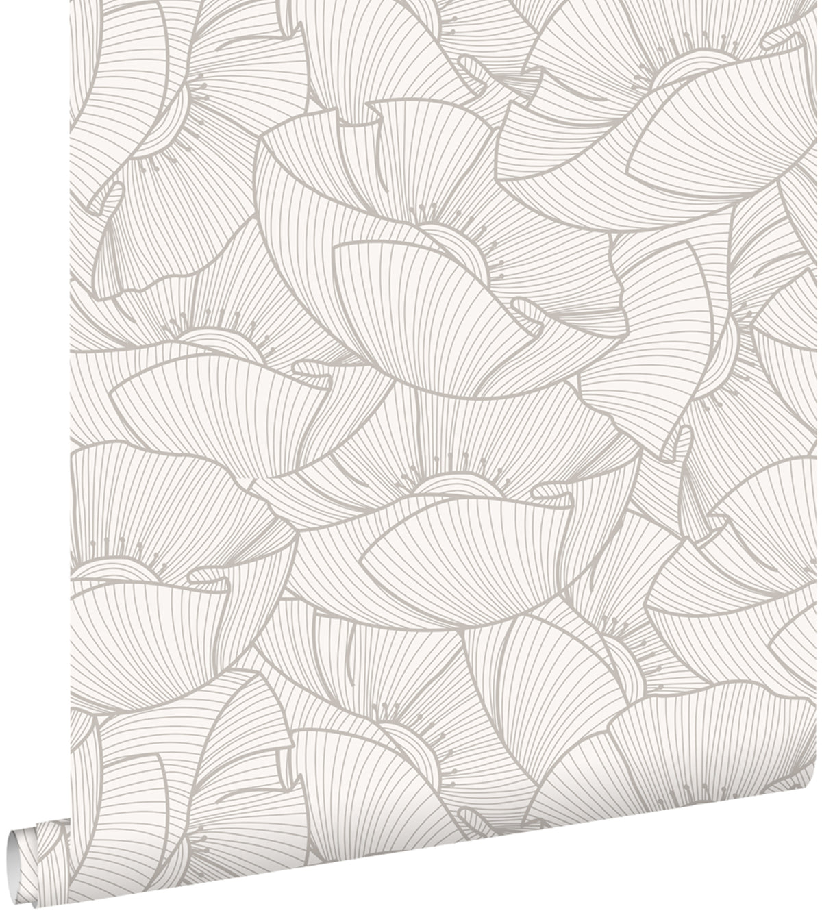 ESTAhome behang klaprozen grijs en wit - 53 cm x 10.05 m - 139704