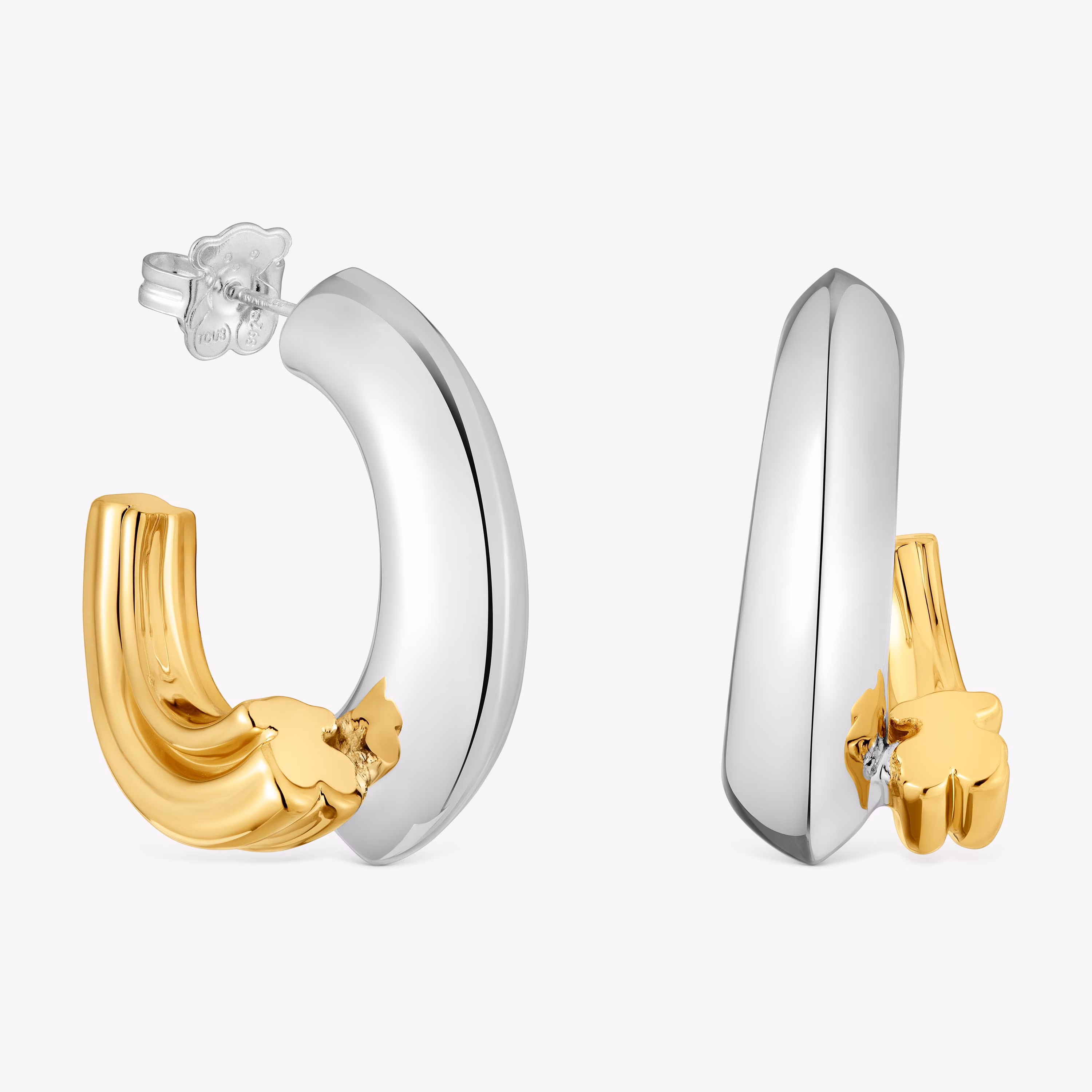 Pendientes de aro largo bicolor con motivo oso TOUS 1950