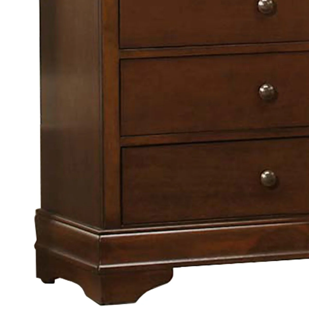 Transitional Style Wooden Chest With 5 Drawers, Cherry Brown