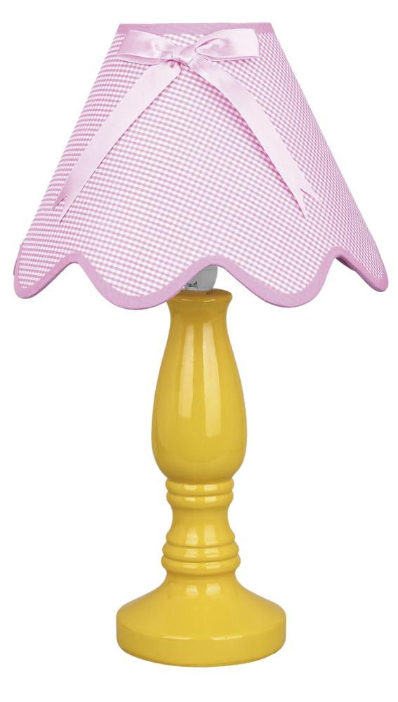 Lola GABINETOWA lampka żółta 1x40w e14 abażur różowy