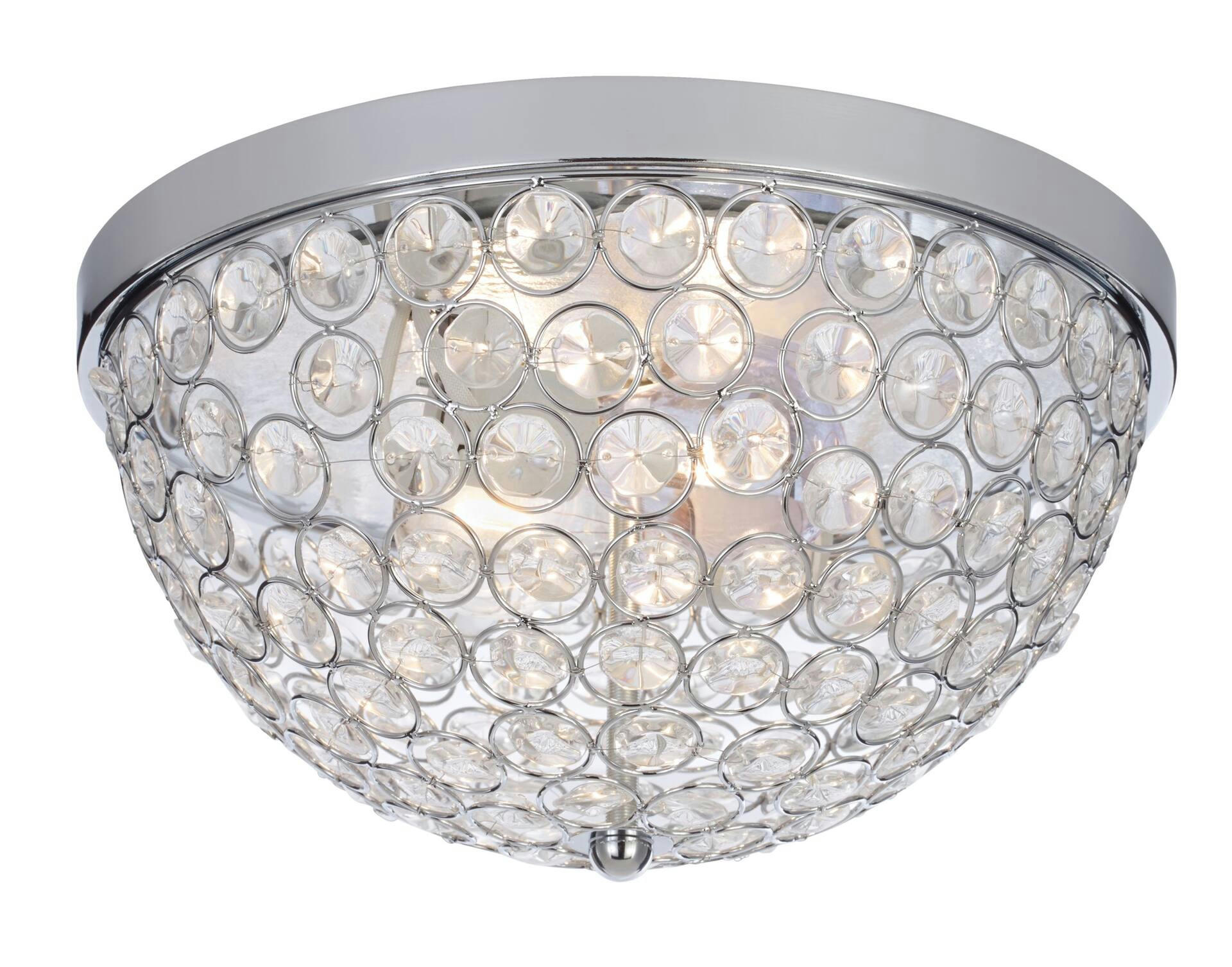 CANVAS Chelsea 2-Light Crystal Shade Flush Mount Ceiling Light Fixture, Chrome, 12-5/8-in