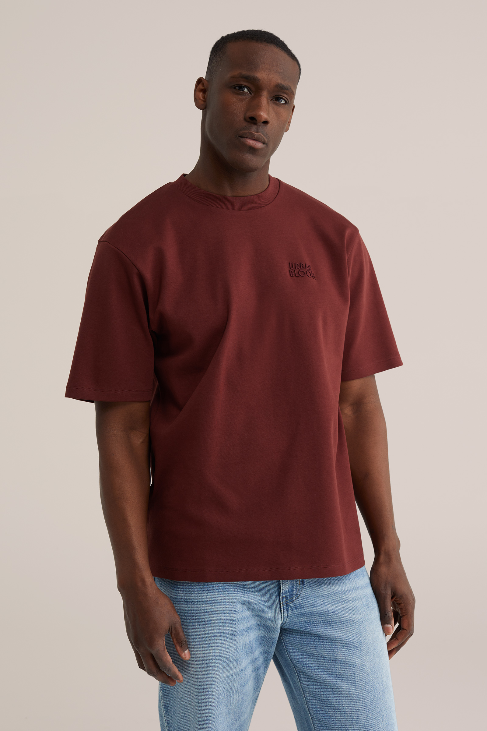 Heren heavyweight loose fit T-shirt met print en embroidery
