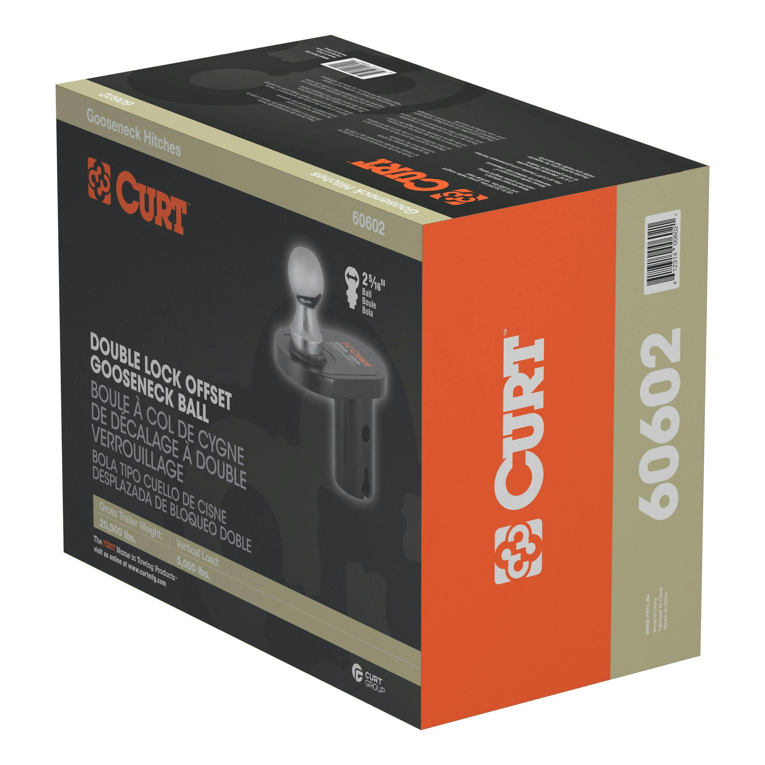 CURT Double Lock 2-5/16-in Offset Gooseneck Ball, 4-in Rearward Offset