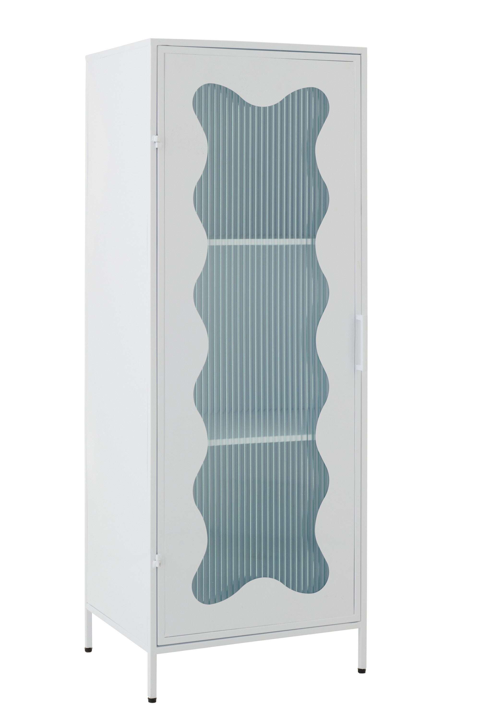 J-Line decoratie Kast - polyresin - ijzer/glas - wit