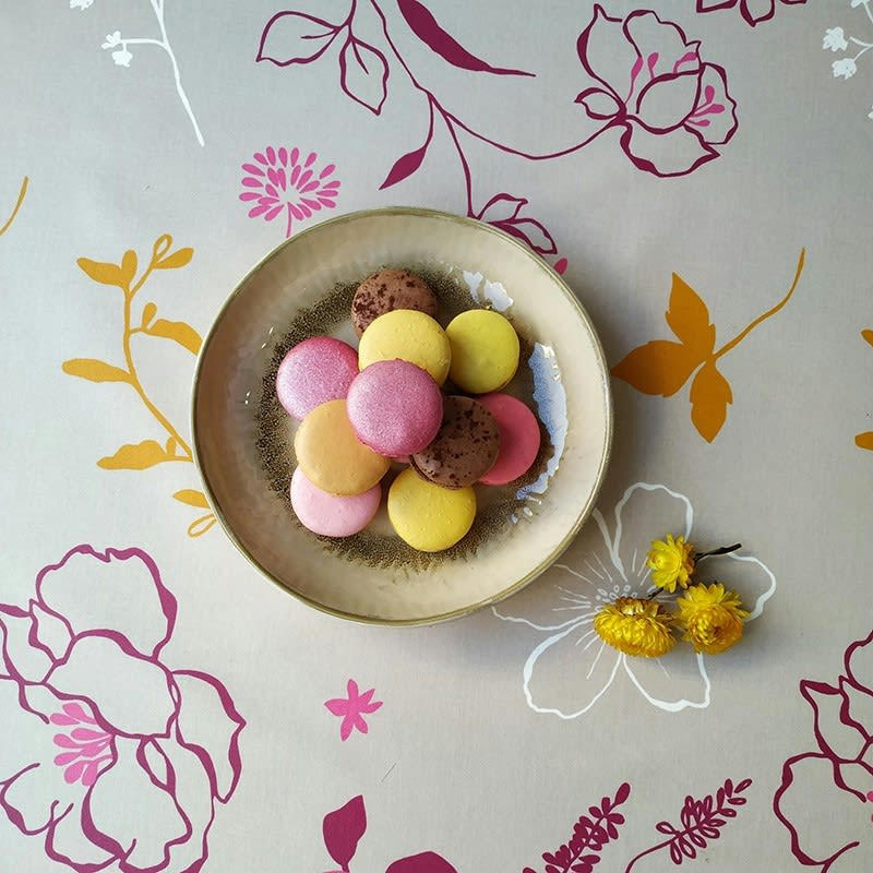 CAMELIA - Nappe enduite rectangle 160 x 200 cm orange