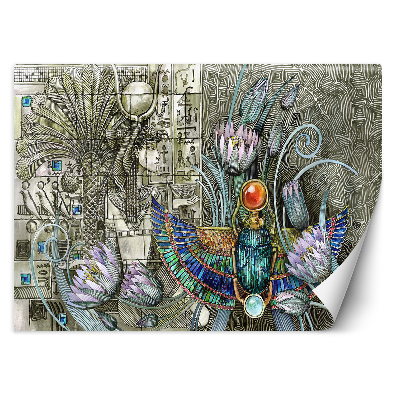 Feeby Fototapeta, Egipskie hieroglify i skarabeusz 150x105