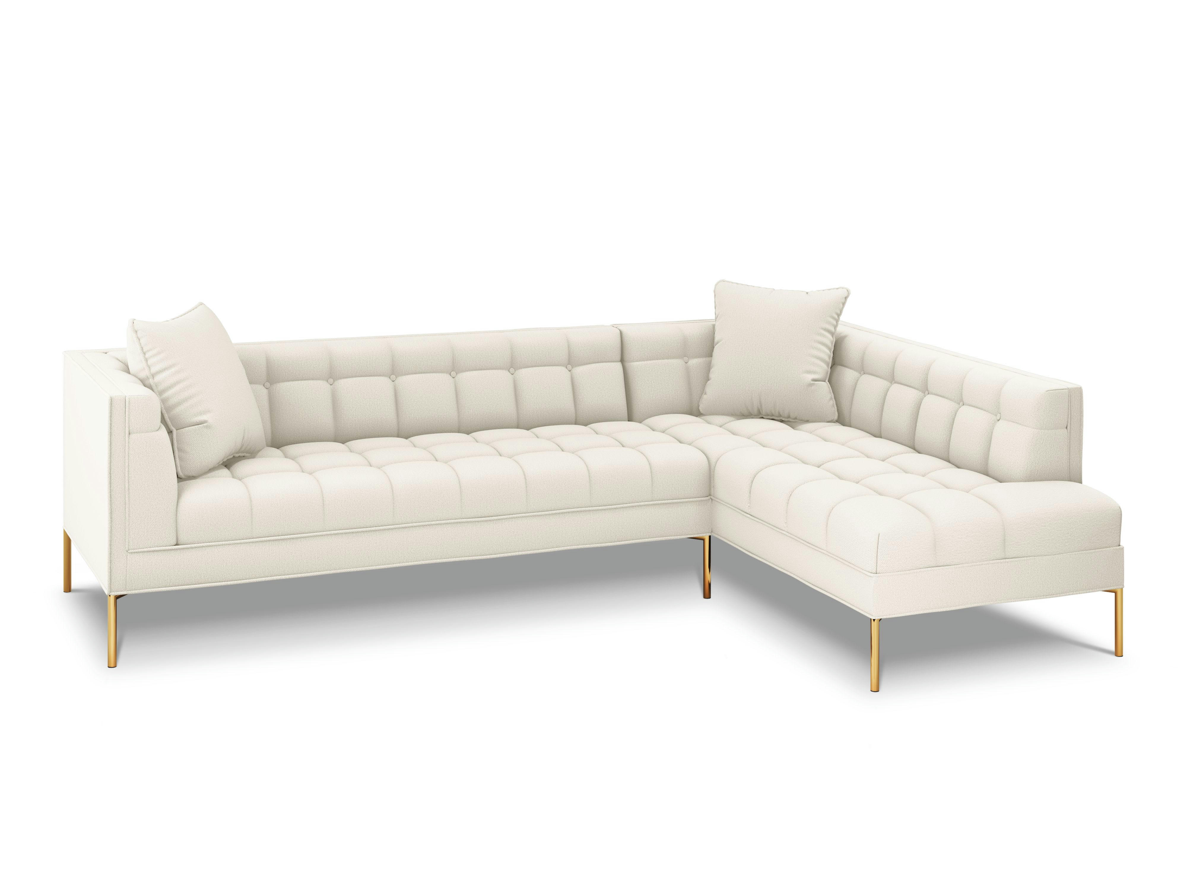 KAROO - Canapé d'angle tissu structuré beige clair 5 places