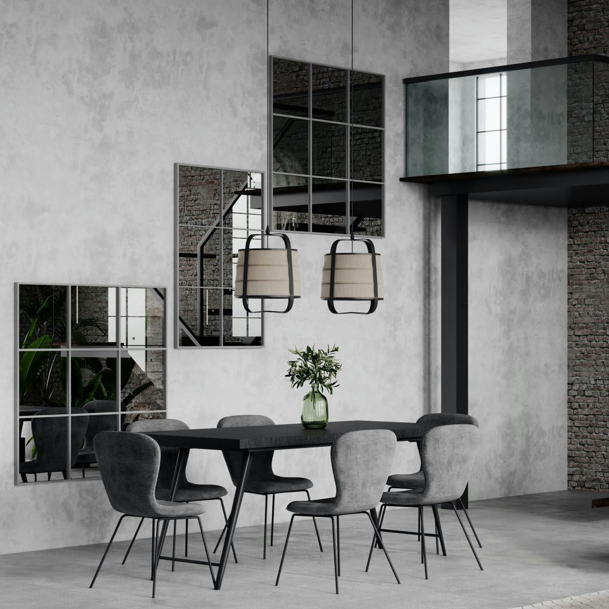 PALACE - Miroir verrière en métal 118x118cm