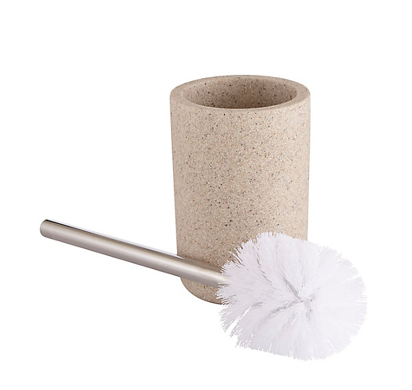 Brosse WC et support GoodHome Jubba en polyrésine et acier inoxydable coloris beige