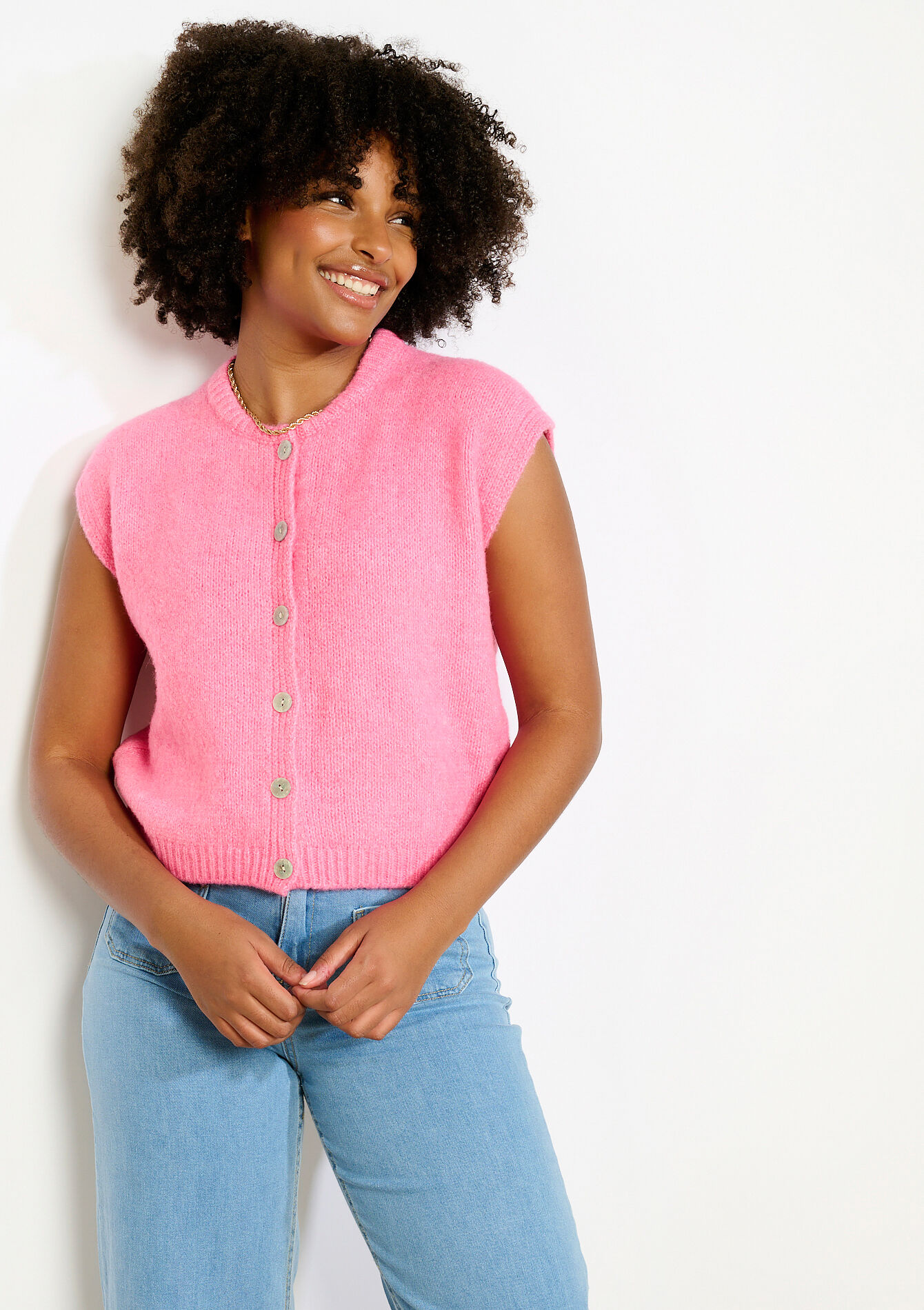 Mouwloos vest met structuur