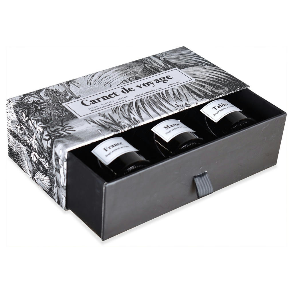 - Coffret de 3 bougies figuier vanille et ambre D6cm