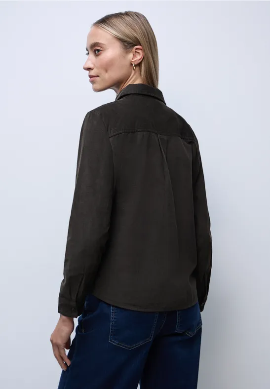 Cordbluse mit Tapedetails