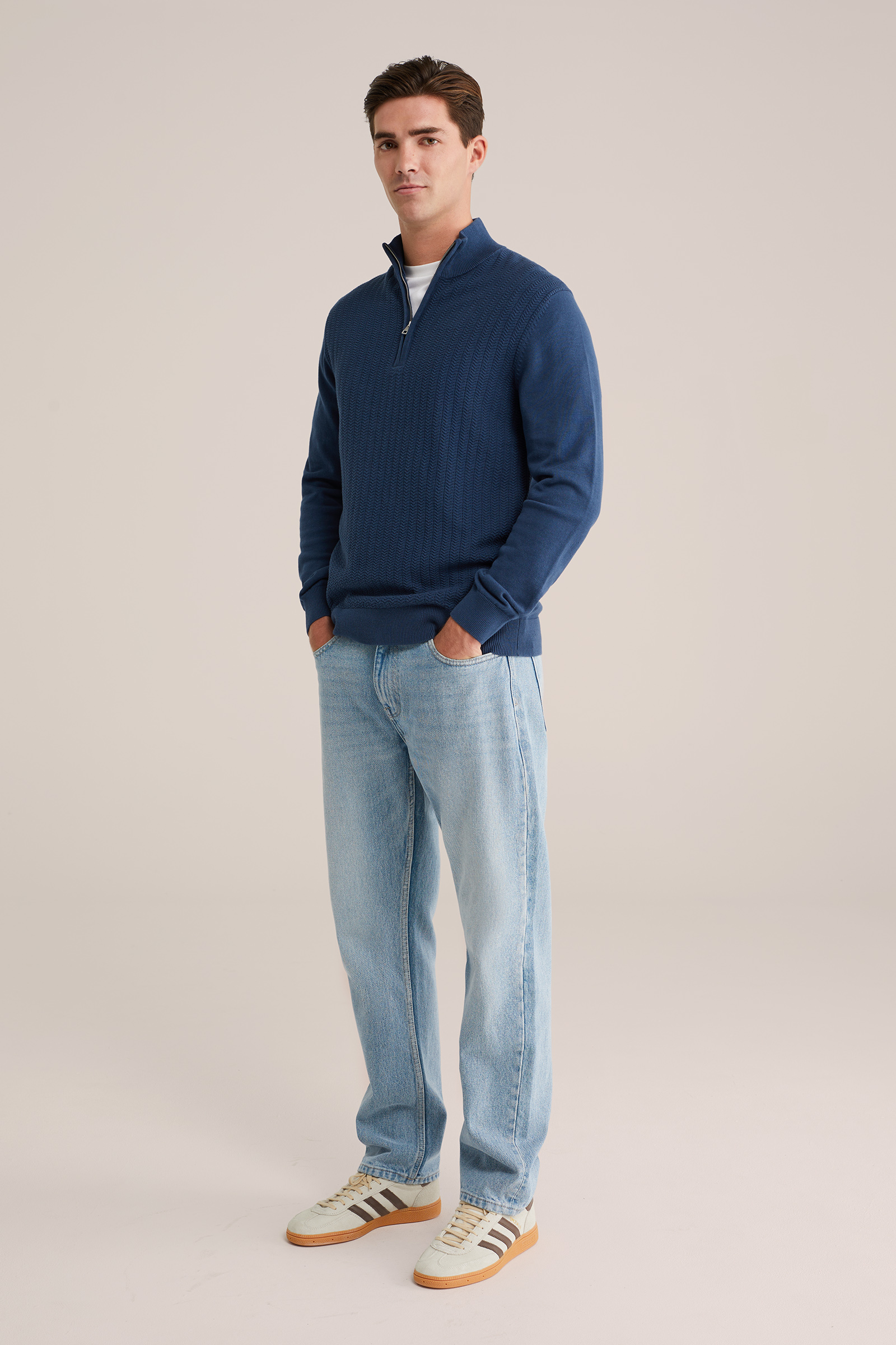 Heren regular fit vest met structuur